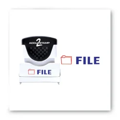 ACCUSTAMP2 1.63 in. x 0.5 in. FILE Pre-Inked Shutter Stamp - Red/Blue