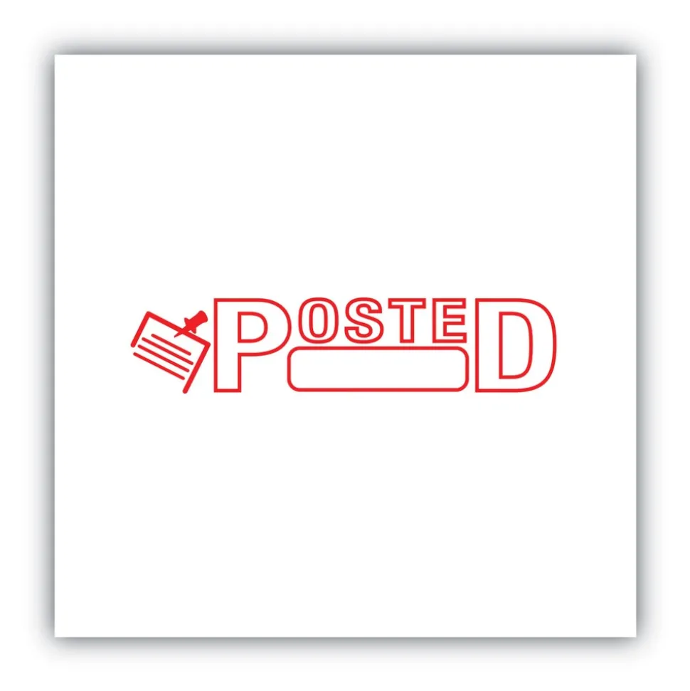 ACCUSTAMP2 1.63 in. x 0.5 in. Pre-Inked POSTED Shutter Stamp - Red