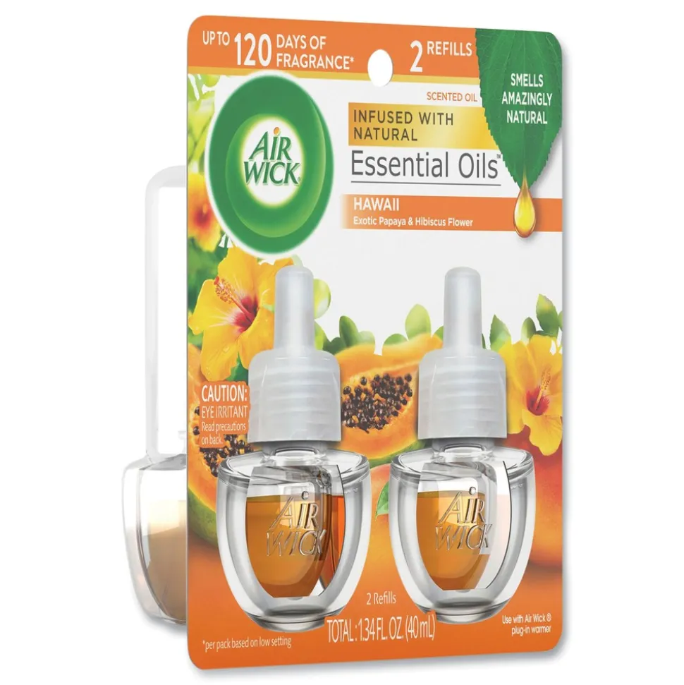 Air Wick 0.67 oz. Scented Oil Twin Refill - Hawai'i Exotic Papaya/Hibiscus Flower (6 Packs/Carton)