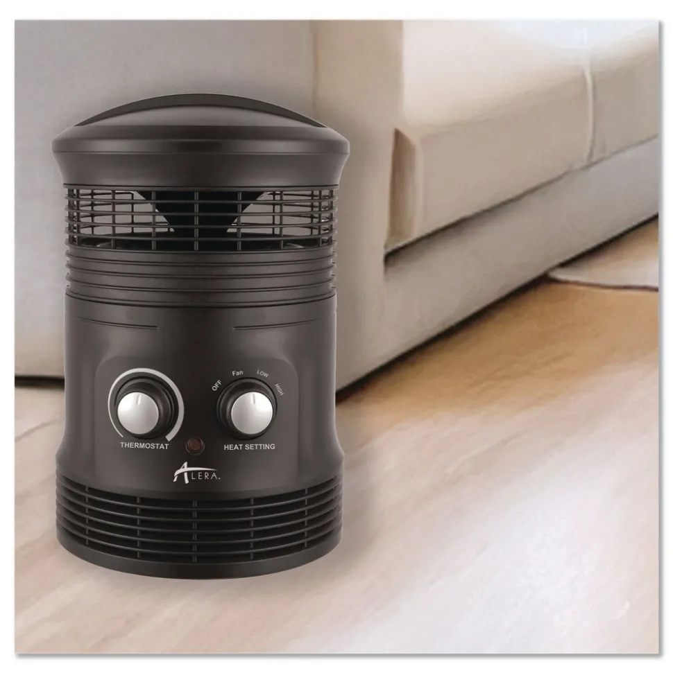 Alera 750W 8 in. x 8 in. x 12 in. 360-Degree Circular Fan Forced Heater - Black