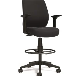 Alera ALEWX4614 27.95 in. to 33.66 in. Seat Height Supports Up to 275 lbs. Fabric Wessex Drafting Stool - Black