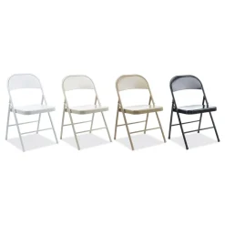 Alera Armless Steel Folding Chair Supports Up to 275 lbs. - Taupe (4/Carton)