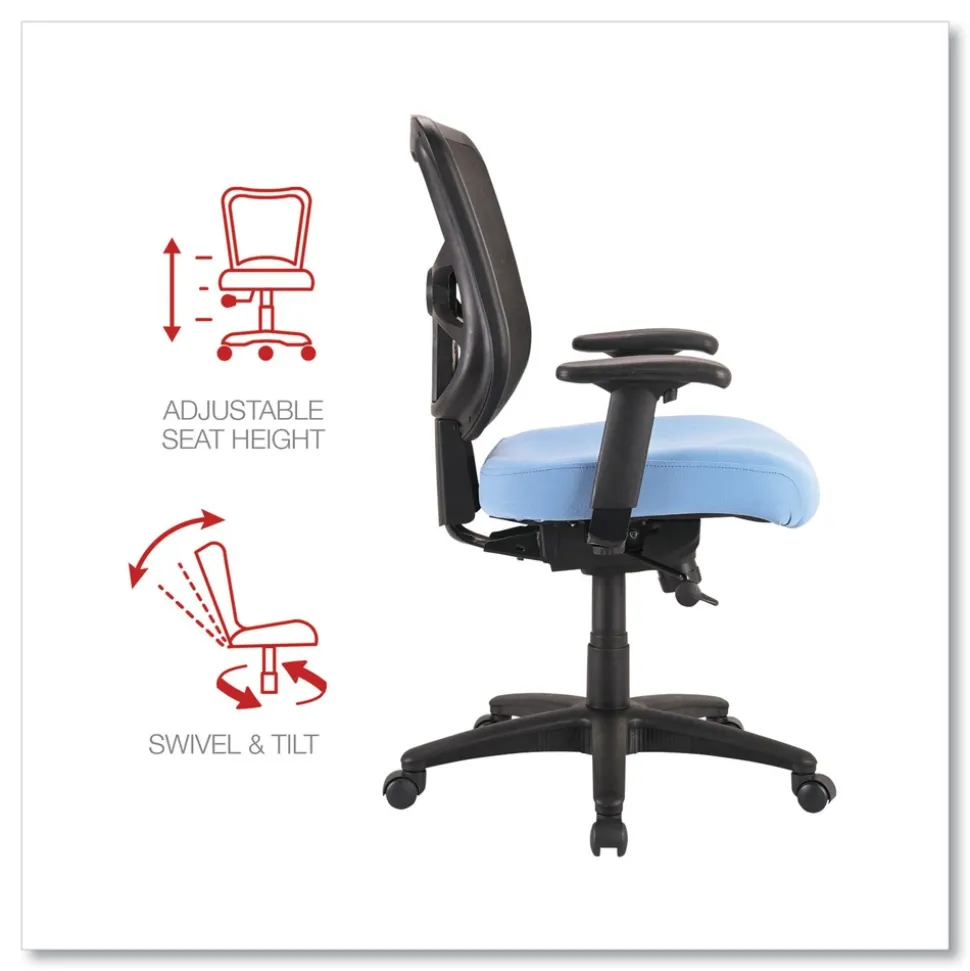 Alera 17.9 in. to 21.8 in. Seat Height Elusion Series Mesh Mid-Back Swivel/Tilt Chair Supports Up to 275 lbs. - Light Blue