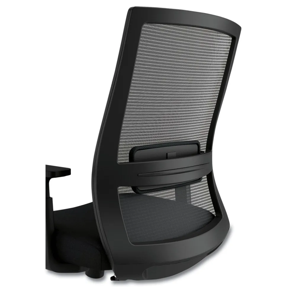 Alera 18.15 in. to 21.89 in. Seat Height Supports 275 lbs. Ashdale Ergonomic Fabric Swivel Task Chair - Black Seat/Back, Silver Base