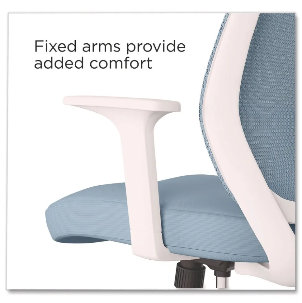 Alera 17.09 in. to 20.83 in. Seat Height Up to 275 lbs. Wessex Ergonomic Fabric Mesh Swivel Task Chair - Seafoam Seat/Back, White Base