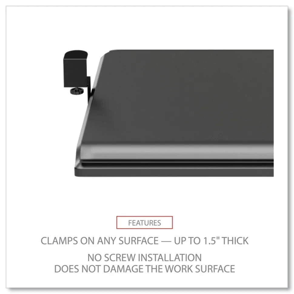 Alera 30.7 in. x 13 in. AdaptivErgo Clamp-On Keyboard Tray - Black