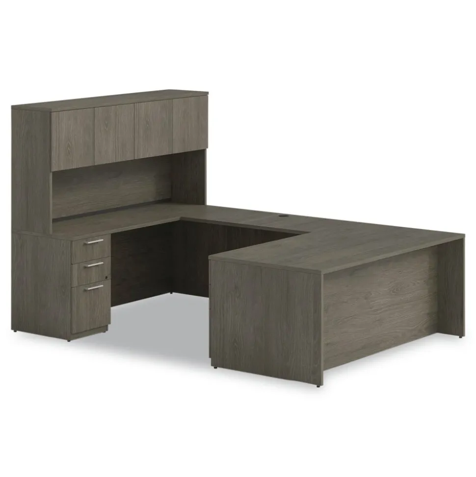 Alera 72 in. x 16 in. x 36 in. 4-Compartment Seville Hutch with Doors - Walnut