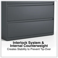 Alera 42 in. x 18.63 in. x 52.5 in. 4-Drawer Lateral File - Charcoal