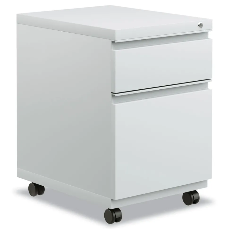 Alera 14.96 in. x 19.29 in. x 21.65 in. 2-Drawers: Box/File Legal/Letter Left or Right File Pedestal with Full-Length Pull - Light Gray