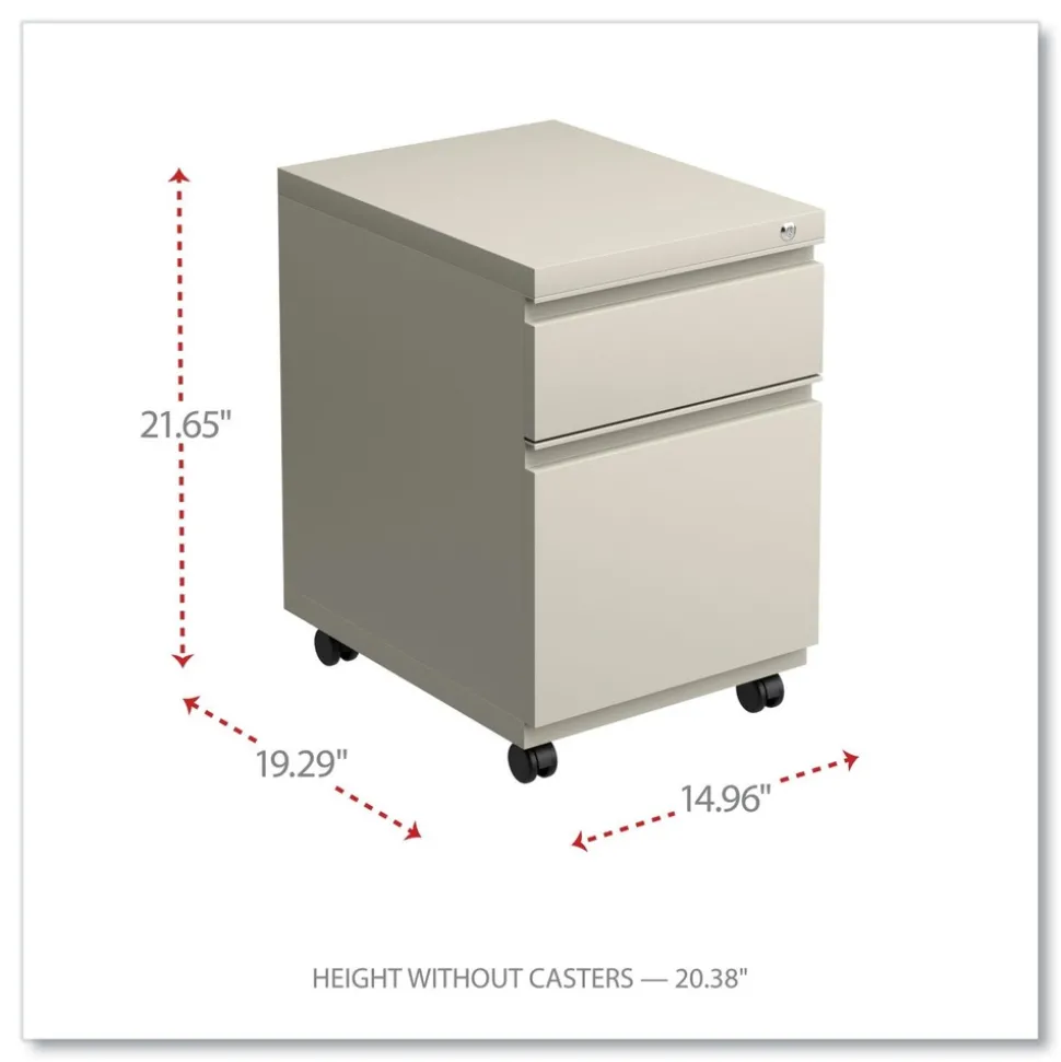 Alera 14.96 in. x 19.29 in. x 21.65 in. 2-Drawers: Box/File Legal/Letter Left or Right File Pedestal with Full-Length Pull - Putty