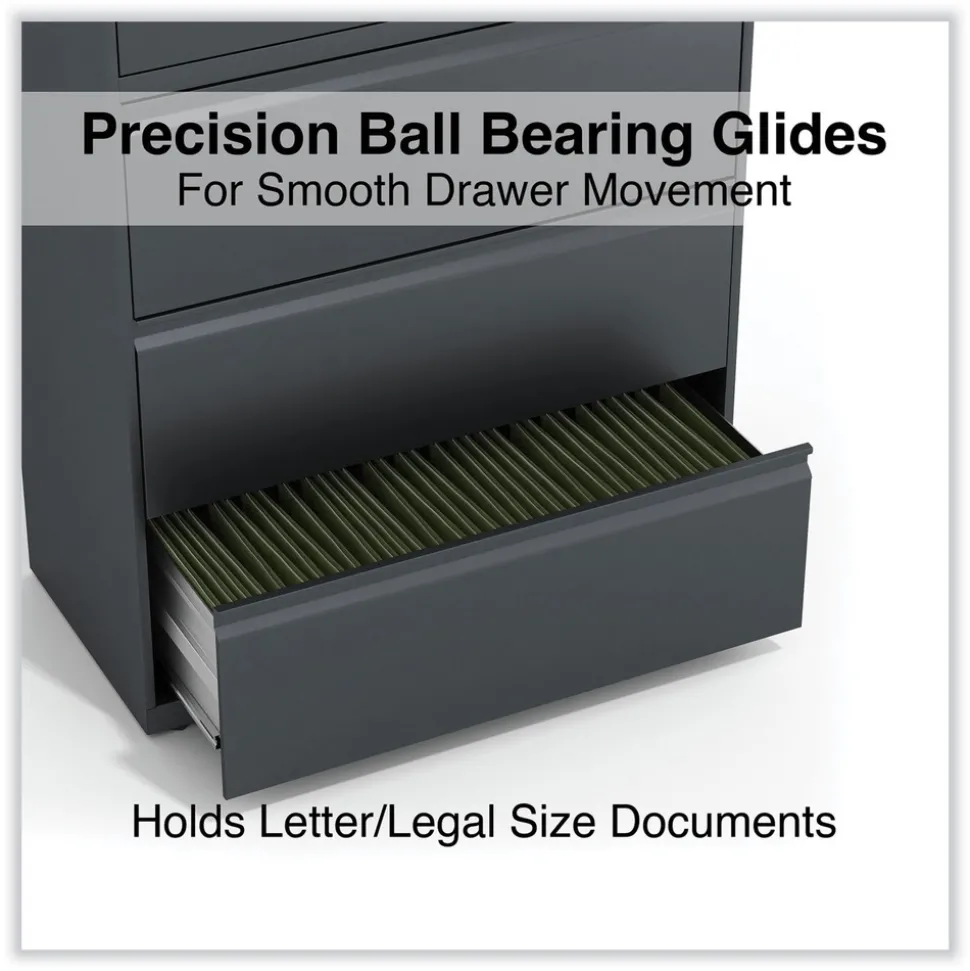 Alera 25499 36 in. x 18.63 in. x 67.63 in. 5 Lateral File Drawer - Legal/Letter/A4/A5 Size - Charcoal