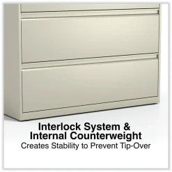 Alera 42 in. x 18.63 in. x 52.5 in. 4 Legal/Letter Size Lateral File Drawers - Putty