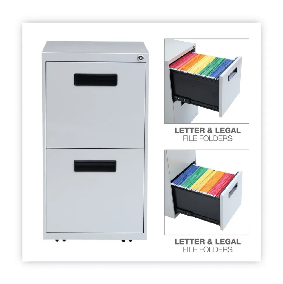 Alera 14.96 in. x 19.29 in. x 27.75 in. 2 Legal/Letter-Size File Drawers Left or Right File Pedestal - Light Gray