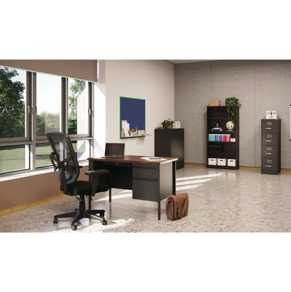 Alera 15 in. x 26.5 in. x 52 in. Letter-Size Four-Drawer Economy Vertical File - Black