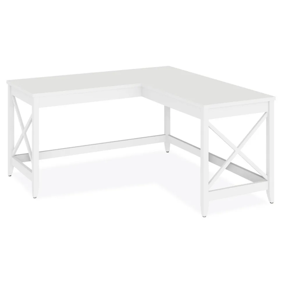Alera 58.27 in. x 58.27 in. x 29.53 in. L-Shaped Farmhouse Desk - White