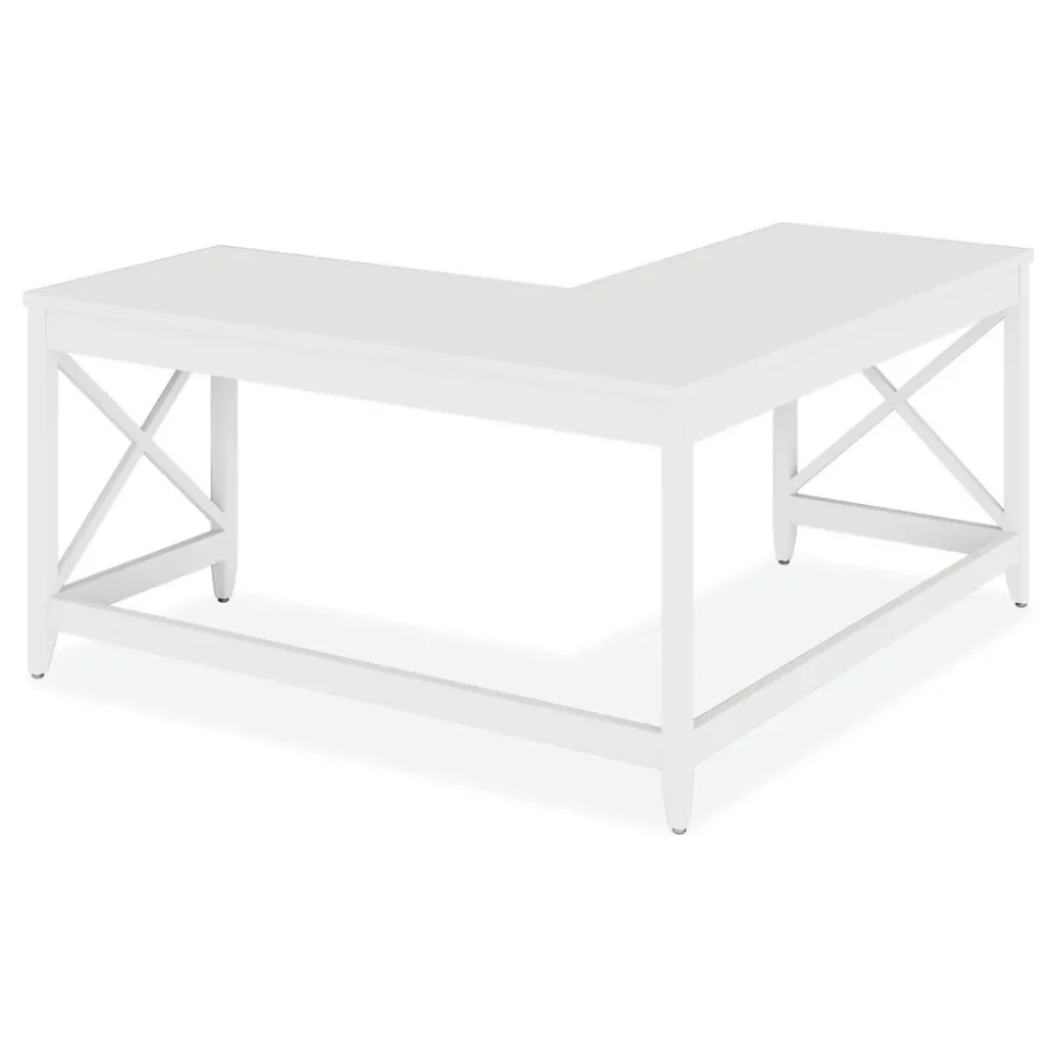Alera 58.27 in. x 58.27 in. x 29.53 in. L-Shaped Farmhouse Desk - White