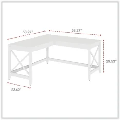 Alera 58.27 in. x 58.27 in. x 29.53 in. L-Shaped Farmhouse Desk - White