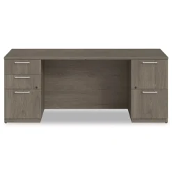 Alera 72 in. x 24 in. x 29 in. Seville Series Double Pedestal Credenza - Walnut