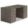 Alera 60 in. x 30 in. x 29 in. Seville Series Double Pedestal Desk - Walnut