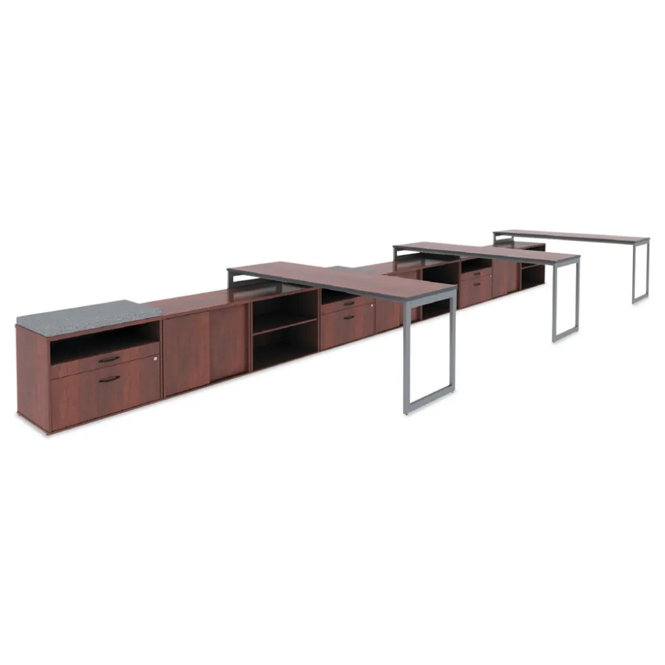 Alera Open Office Desk Series 29.5 x 19.13 x 22.88 Legal/Letter Low File 2-Drawer Cabinet Credenza - Cherry