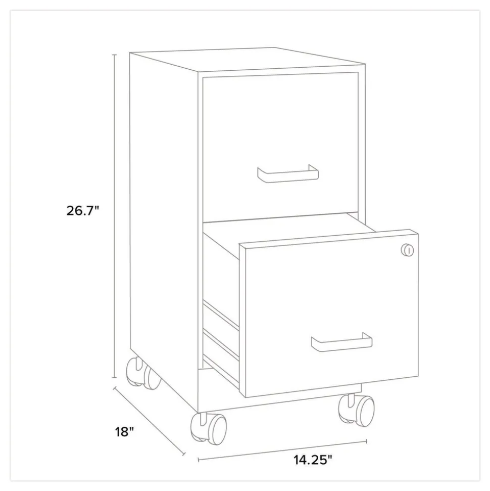Alera Two-Drawer Mobile Vertical File 2 Letter-Size File Drawers 14.25 x 18 x 26.7 - Black