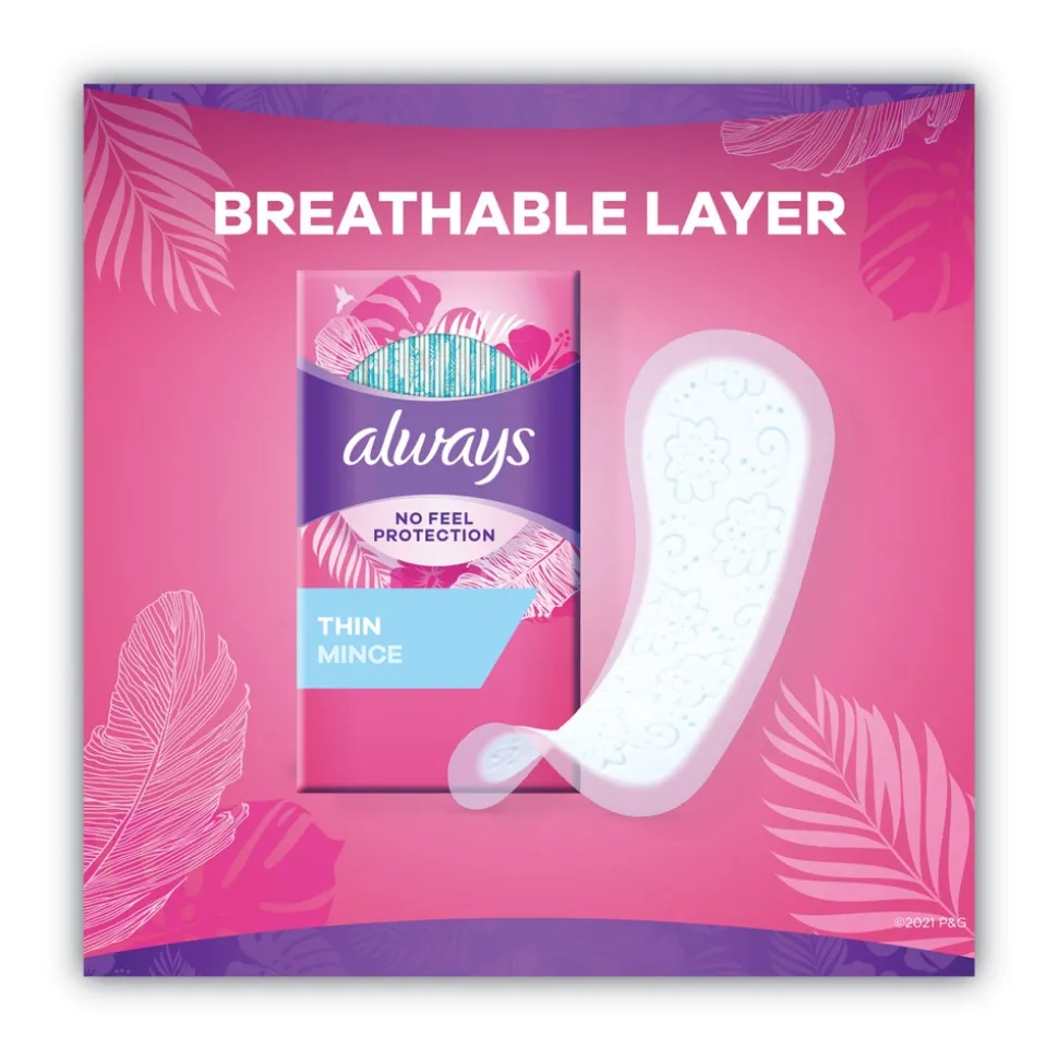 Always Thin Daily Panty Liners, Regular, 120/pack, 6 Packs/carton