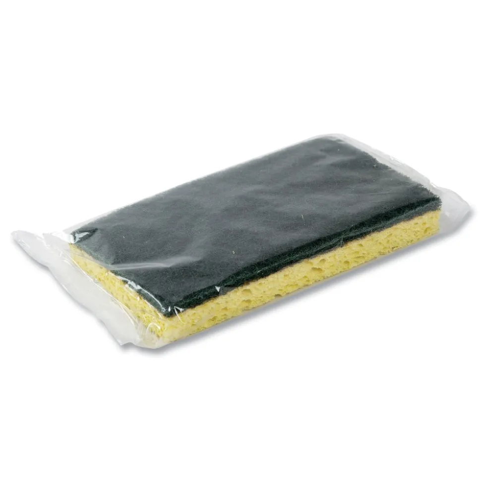AmerCareRoyal 3.5 x 6 Heavy-Duty Scrubbing Sponge - Yellow/Green (20/Carton)