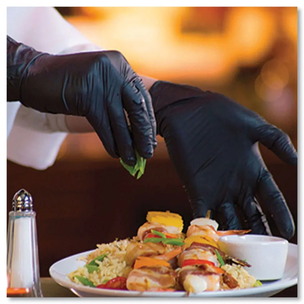 Ammex 9.5 in. Long 3 mil Powder-Free Industrial Nitrile Gloves - Large/Black (1000/Carton)