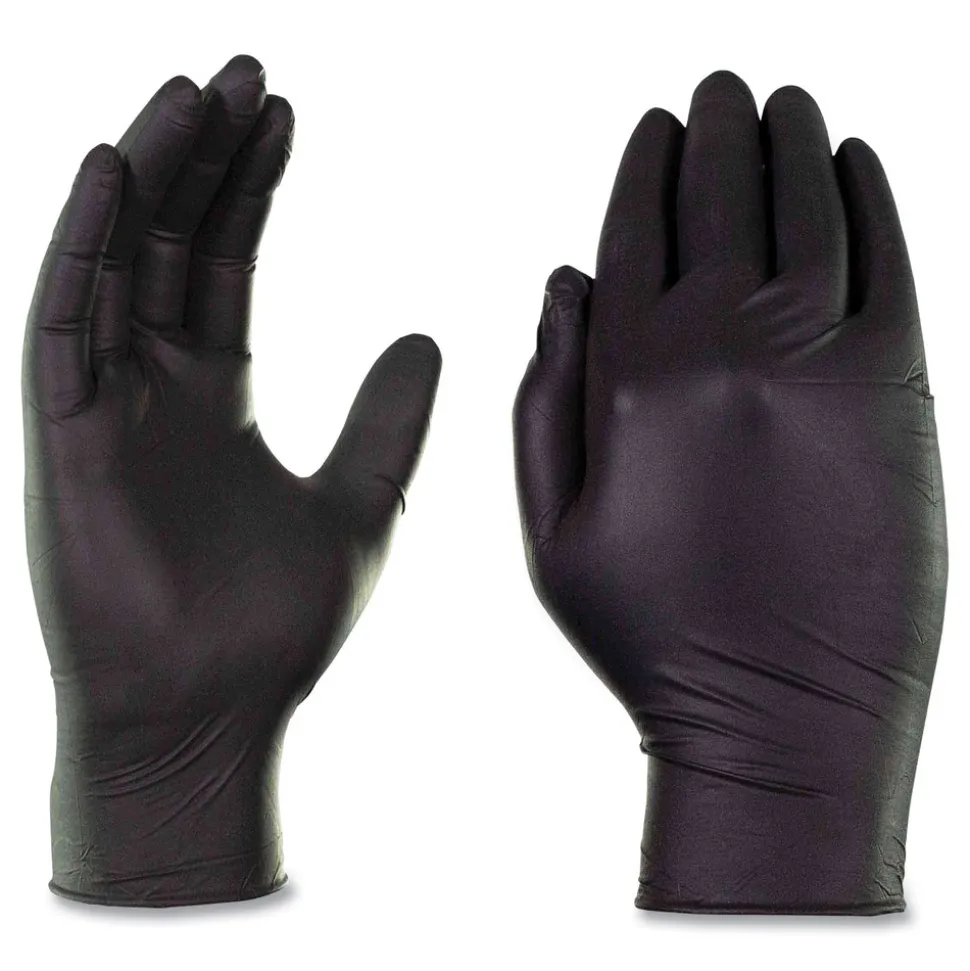 Ammex 9.5 in. Long 3 mil Powder-Free Industrial Nitrile Gloves - X-Large/Black (1000/Carton)