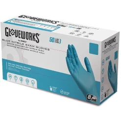 Ammex 8 mil Blue Powder-Free Nitrile Exam Gloves - Large, Blue (500/Carton)