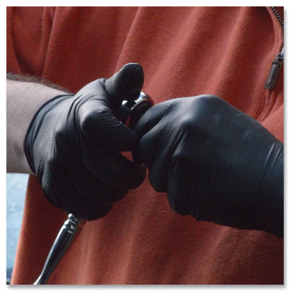 Ammex 6 mil Heavy-Duty Industrial Powder-Free Nitrile Gloves - 2X-Large, Black (1000/Carton)