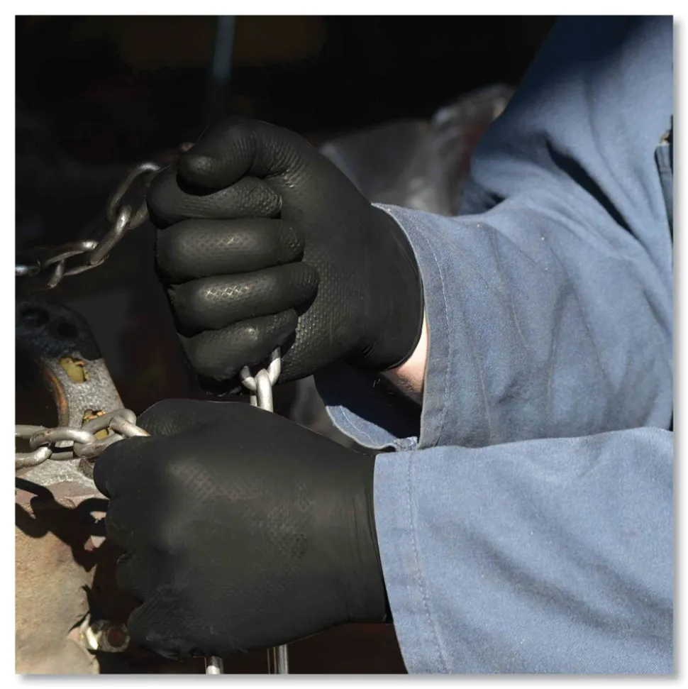 Ammex 6 mil Heavy-Duty Industrial Powder-Free Nitrile Gloves - 2X-Large, Black (1000/Carton)
