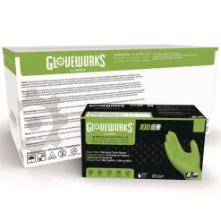 Ammex 8 mil Heavy-Duty Industrial Powder-Free Nitrile Gloves - Medium, Green (1000/Carton)