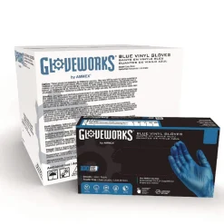Ammex 3 mil Industrial Powder-Free Vinyl Gloves - Medium, Blue (1000/Carton)
