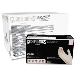 Ammex 4 mil Powder-Free Latex Disposable Gloves - X-Large, Ivory (1000/Carton)