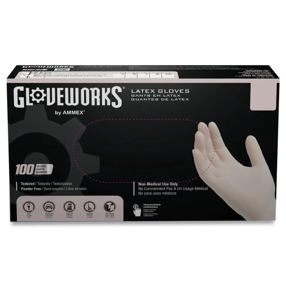Ammex 4 mil Powder-Free Latex Disposable Gloves - X-Large, Ivory (1000/Carton)