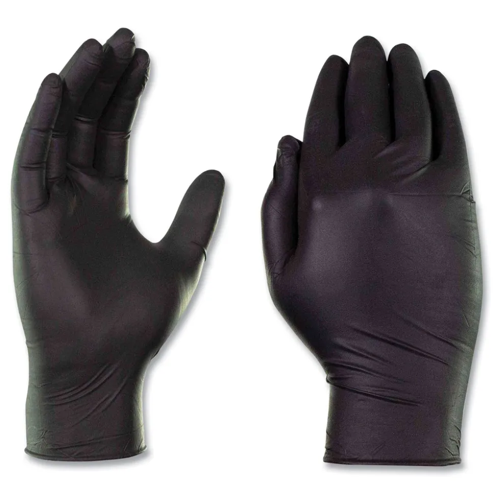 Ammex 6 mil Powder-Free Nitrile Exam Gloves - Small, Black (1000/Carton)