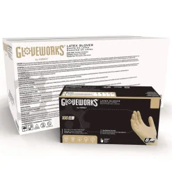 Ammex 6 mil Thick 9.5 in. Long Powder-Free Extra Thick Latex Disposable Gloves - Small, Ivory (100/Box, 10 Boxes/Carton)