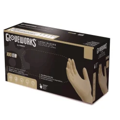 Ammex 6 mil Thick 9.5 in. Long Powder-Free Extra Thick Latex Disposable Gloves - Small, Ivory (100/Box, 10 Boxes/Carton)