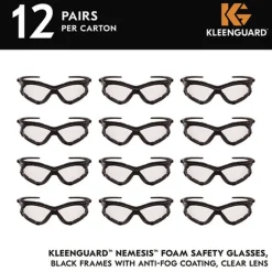 Ansell V30 Nemesi Foam Safety Glasses - Black Nylon Frame/Clear Polycarbonate Lens (12/Carton)