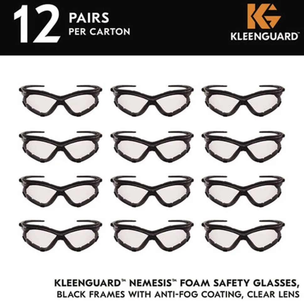 Ansell V30 Nemesi Foam Safety Glasses - Black Nylon Frame/Clear Polycarbonate Lens (12/Carton)