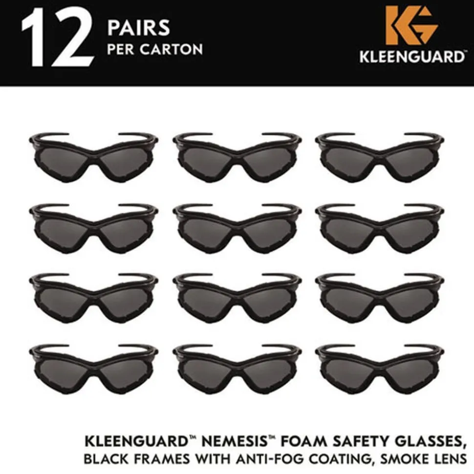 Ansell V30 Nemesis Foam Safety Glasses - Black Nylon Frame/Smoke Polycarbonate Lens (12/Carton)