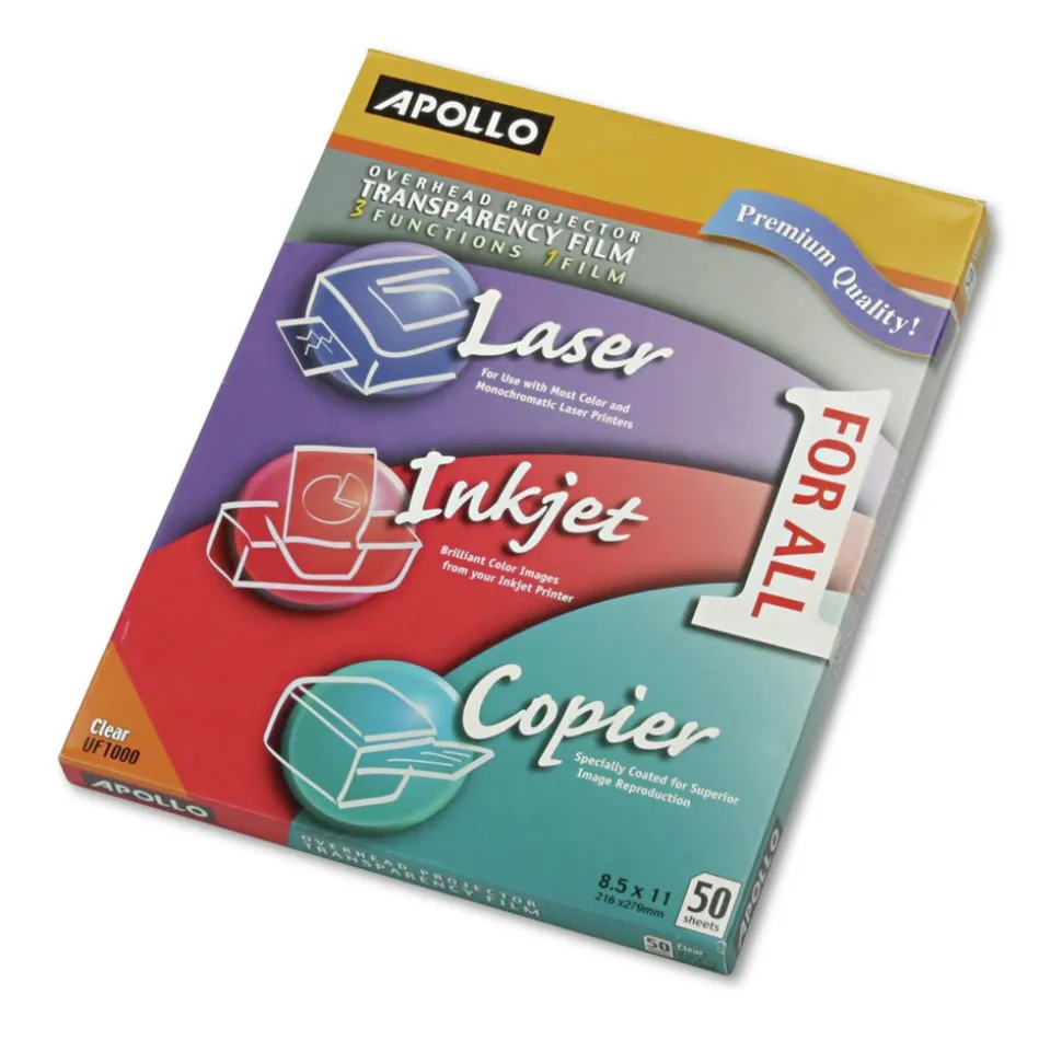 Apollo 8.5 in. x 11 in. Color Laser/Inkjet Transparency Film (50/Box)