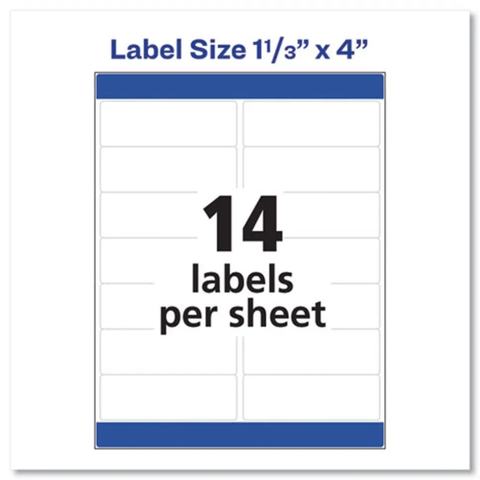 Avery 1.33 in. x 4 in. Easy Peel Address Labels with Sure Feed Technology for Laser Printers - White (14/Sheet, 250 Sheets/Box)
