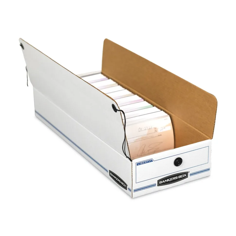 Bankers Box LIBERTY 11 in. x 24 in. x 5 in. Check and Form Boxes - White/Blue (12/Carton)