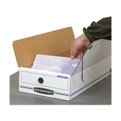 Bankers Box Liberty 9 in. x 24 in. x 6.38 in. Check and Form Boxes - White/Blue (12/Carton)