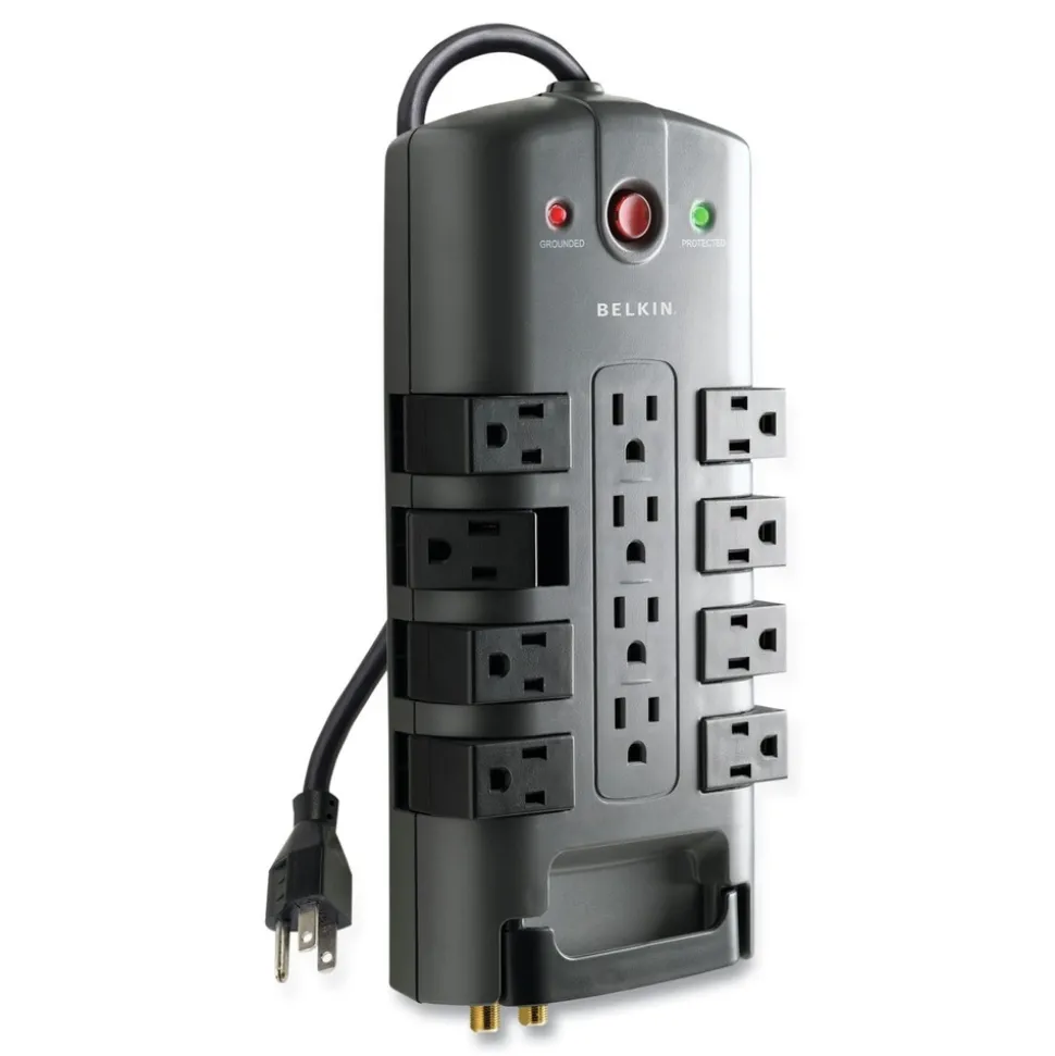 Belkin 4320 J 12 AC Outlets 8 ft. Cord Pivot Plug Surge Protector - Gray