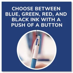 BIC Medium 1 mm Multi-Color Retractable Ballpoint Pen - Black/Blue/Green/Red Ink/Blue/White Barrel (12/Box)