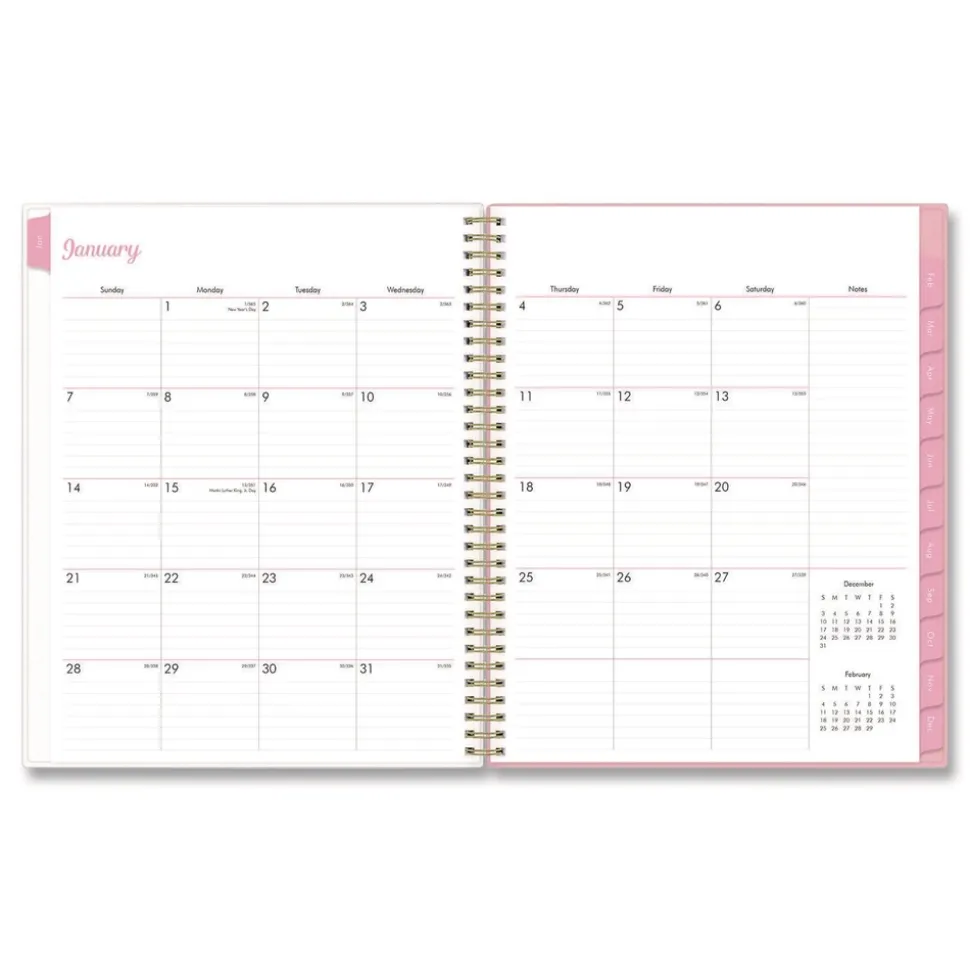 Blue Sky 11 in. x 8.5 in. 12-Month (Jan to Dec): 2026 Mimi Pink Monthly Planner - Floral Artwork, Pink/Blue/Rose Cover