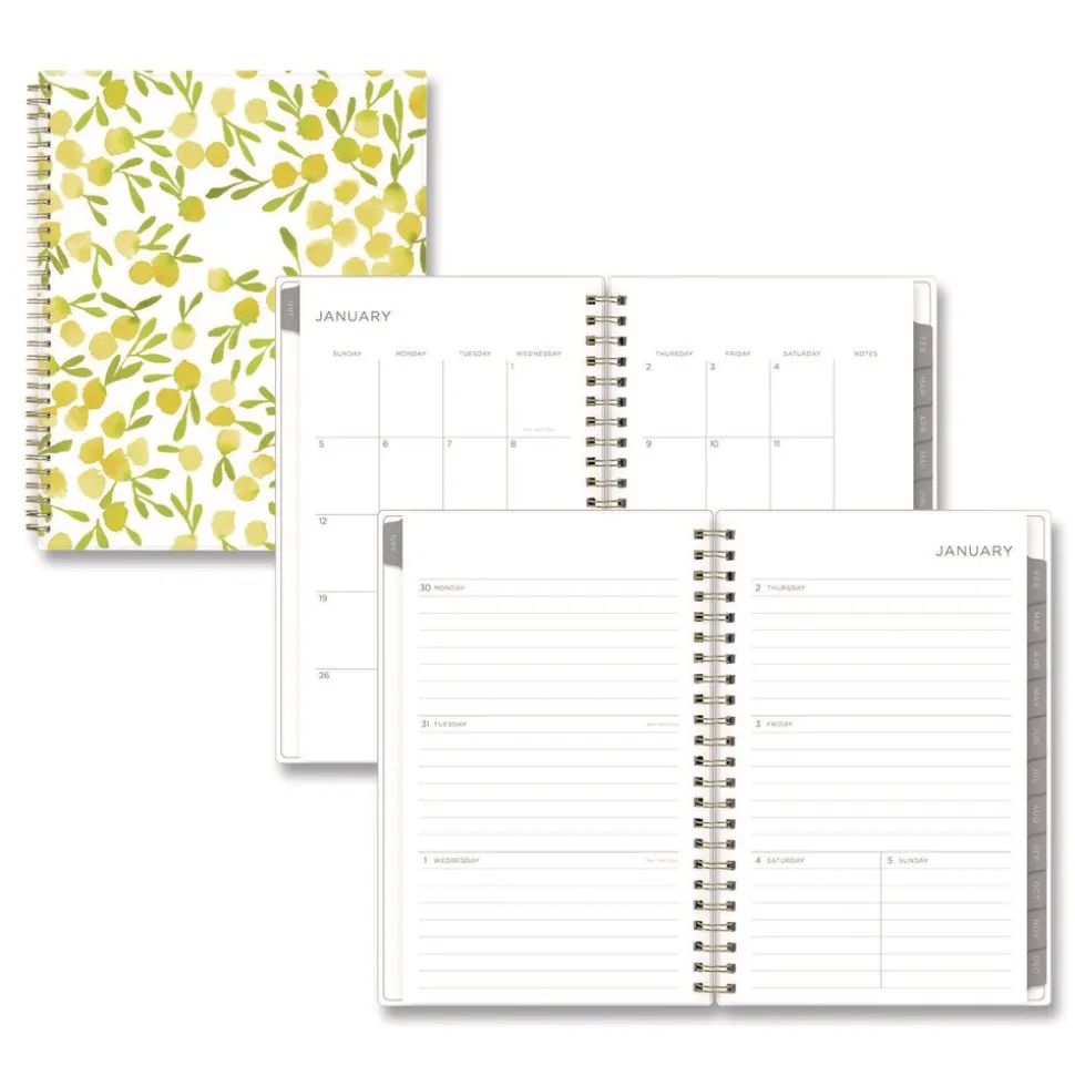 Blue Sky 8 in. x 5 in. 12-Month (Jan to Dec): 2026 Mimosa Weekly/Monthly Planner - Lemon Artwork, Yellow/Green/White Cover